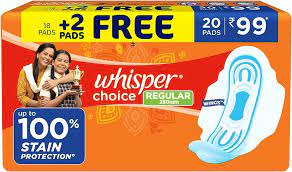 Whisper Choice Regular 20 Pads